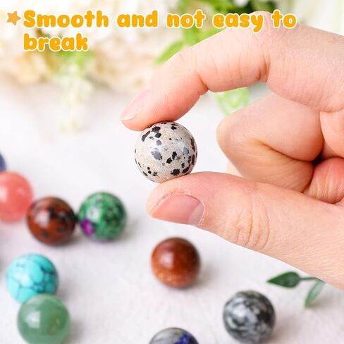 MCPINKY 30PCS Natural Minerals Stones and Marbles, Colorful Natural Raw Stones Bulk for Healing, Meditation, Wicca Reiki, Handmade, Kids Game and Home Decor in Kuwait