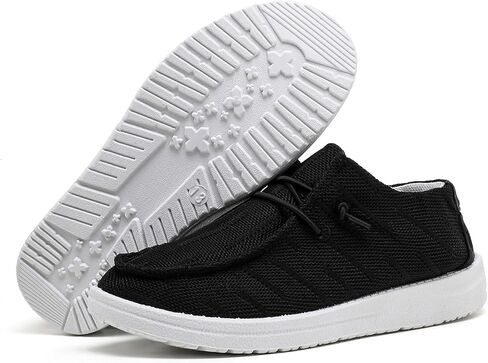 Betrue Kids Boys Girls Breathable Loafers Slip-On Casual Canvas Boat Shoes Lightweight Lace Up Loafers(Little Kid/Big Kid) in Saudi Arabia