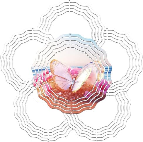 6 Pack 8 Inch Sublimation Wind Spinner Blanks,3D Aluminum Wind Spinners Hanging Wind Spinners for Yards & Gardens（Round） in Saudi Arabia