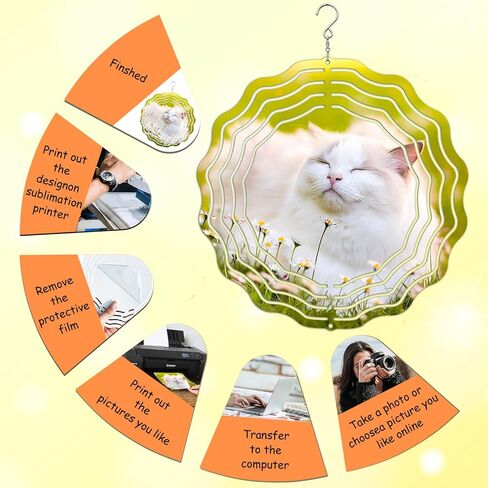 6 Pack 8 Inch Sublimation Wind Spinner Blanks,3D Aluminum Wind Spinners Hanging Wind Spinners for Yards & Gardens（Round） in Saudi Arabia