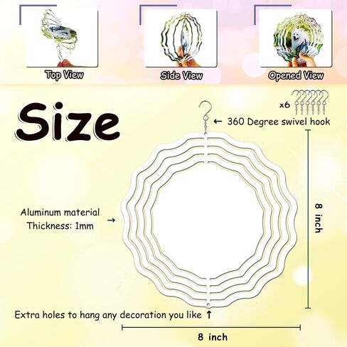 6 Pack 8 Inch Sublimation Wind Spinner Blanks,3D Aluminum Wind Spinners Hanging Wind Spinners for Yards & Gardens（Round） in Saudi Arabia