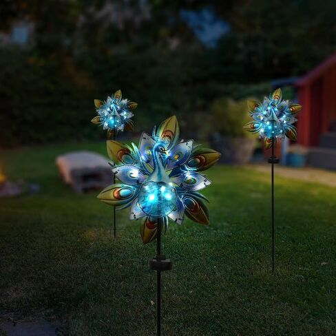 Peacock Wind Spinner, 360 Degree Rotation Kinetic Wind Spinner Metal Outdoor Wind Spinner with 4 Prong Stake Waterproof Wind Sculptures & Spinners for Garden, Yard, Lawn Decor in Saudi Arabia