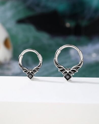 COCHARM هالوين الحاجز خواتم 16 جرام الخفافيش الحاجز مجوهرات لذيذ اللولب Daith أقراط للنساء الفولاذ المقاوم للصدأ اللولب Daith ثقب المجوهرات in Saudi Arabia