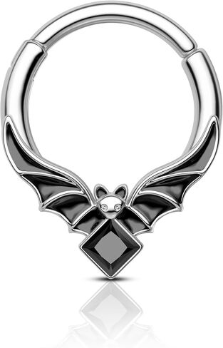 COCHARM هالوين الحاجز خواتم 16 جرام الخفافيش الحاجز مجوهرات لذيذ اللولب Daith أقراط للنساء الفولاذ المقاوم للصدأ اللولب Daith ثقب المجوهرات in Saudi Arabia