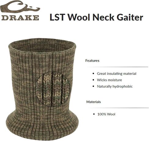 Drake Waterfowl Unisex Wool Neck Gaiter - Warm Insulating Moisture-Wicking Non-Binding Cold-Weather Outdoor Neck Scarf, OSFM in Saudi Arabia