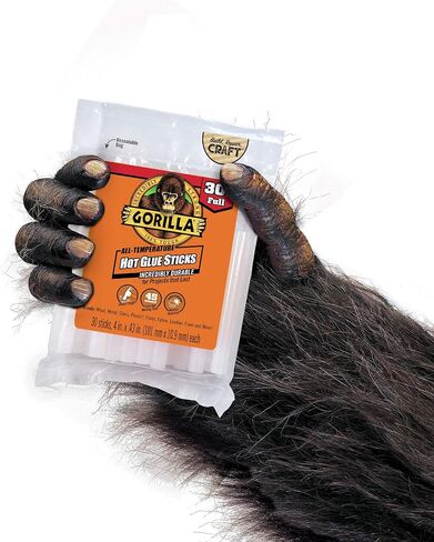 Gorilla Hot Glue Sticks for Glue Gun, 4" Long, 180 Count - Clear Drying, All-Temperature Glue Gun Sticks - Includes Westlake Art Embroidery Scissors, Easy to Use [Pack of 6] in Saudi Arabia