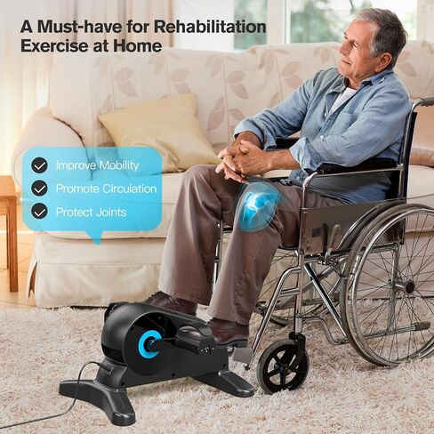 Motorized Under Desk Bike Pedal Exerciser, LUBBYGIM Electric Mini Exercise Bike for Seniors Rehab Training, Arm/Leg Fitness & Physical Therapy, 12 Adjustable Speed & ‎2024 Upgraded Version in Saudi Arabia