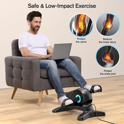 Motorized Under Desk Bike Pedal Exerciser, LUBBYGIM Electric Mini Exercise Bike for Seniors Rehab Training, Arm/Leg Fitness & Physical Therapy, 12 Adjustable Speed & ‎2024 Upgraded Version in Saudi Arabia