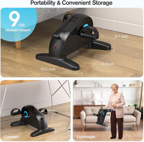Motorized Under Desk Bike Pedal Exerciser, LUBBYGIM Electric Mini Exercise Bike for Seniors Rehab Training, Arm/Leg Fitness & Physical Therapy, 12 Adjustable Speed & ‎2024 Upgraded Version in Saudi Arabia