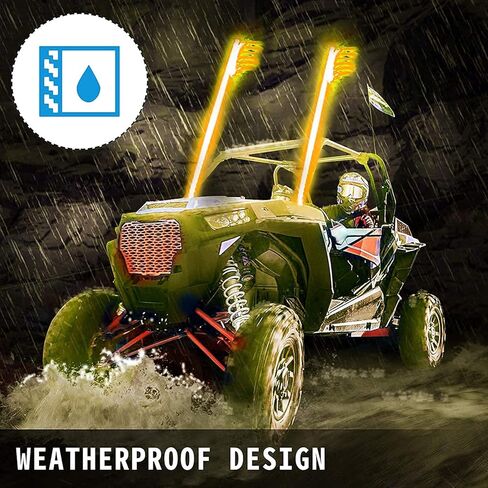 Bestauto 2PC 3FT LED Whip Lights RGB Color Lighted Whips for UTV ATV 20 Colors,5 Levels,23 Modes,10 Speed Options,Weatherproof,Off-Road Whip RF Wireless Remote for UTV ATV Polaris Accessories RZR in Kuwait