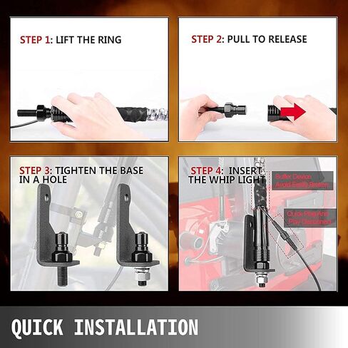 Bestauto 2PC 3FT LED Whip Lights RGB Color Lighted Whips for UTV ATV 20 Colors,5 Levels,23 Modes,10 Speed Options,Weatherproof,Off-Road Whip RF Wireless Remote for UTV ATV Polaris Accessories RZR in Kuwait