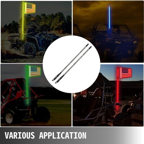 Bestauto 2PC 3FT LED Whip Lights RGB Color Lighted Whips for UTV ATV 20 Colors,5 Levels,23 Modes,10 Speed Options,Weatherproof,Off-Road Whip RF Wireless Remote for UTV ATV Polaris Accessories RZR in Kuwait