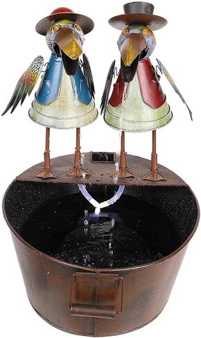 Alpine Corporation NCY298 Outdoor Tabletop Vintage Rustic Metal Crow Birds Soothing Waterfall Fountain, 20", Brown in Saudi Arabia