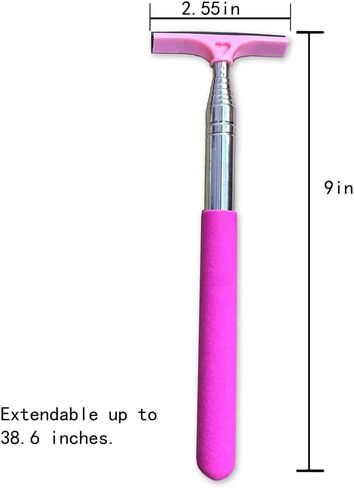 ممسحة مرآة الرؤية الخلفية للسيارة، ممسحة زجاج أوتوماتيكية قابلة للسحب، منظف المياه مع قضيب طويل تلسكوبي، أداة تنظيف محمولة لجميع المركبات، ملحقات السيارات العالمية (وردي) in Kuwait