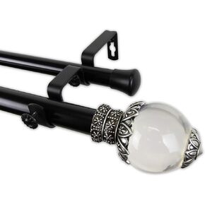 Rod Desyne 1" Beam Two Tone Double Curtain Rod, 48-84 inch, Black/Satin Nickel