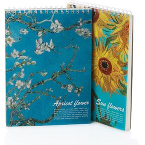 SuyuanArt Van Gogh Aesthetic Art Mixed Media Sketchbook,98lb/160gsm Acid Free Thick Paper Sketching,Larger Blank Spiral Bound Notebook,Sketch Pad Book for Kids Student and Adult (Almond Blossoms)