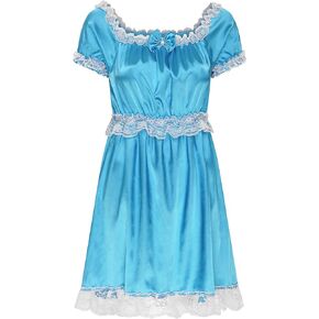 Satini Lingerie Satin Sissy Babydoll Ruffles Frilly Lace Slip Nightwear Dress