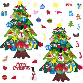 Felt Christmas Tree for Kids, 3.2ft DIY Wall Hanging Xmas Tree with 32 pcs Ornaments Christmas Decoration for Children