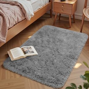 Fluffy Runner Rug, 2x6 Beige Washable Hallway Area Rugs for Bedroom Living Room Kitchen Laundry, Long Shag Rug with Non Slip Rubber Backing Fuzzy Entryway Carpet Modern Home Decor
