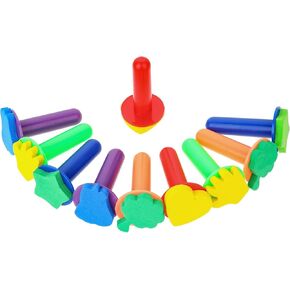 cobee 10 Pcs Paint Sponges for Kids, Paint Sponge Brush Sets, Kids DIY Art Crafts Drawing Tools, Painting Shapes Sponge Stamper for Toddlers Early Learning