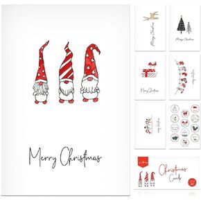 ZICOTO Beautiful Modern Christmas Cards Set of 20 - Incl. Bulk Envelopes, Matching Stickers And Storage Box - Perfect to Send Warm Holiday Wishes to Friends and Family