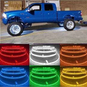 4PCS 17.5'' RGBW Double Row LED Wheel Ring Light RGB Color Changing + White Rim Lights Bluetooth App and Remote Ctrl Multiple Tire Lights