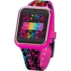 Accutime Kids Rainbow High Educational Learning Touchscreen Pink Smart Watch Toy with Multicolor Strap for Girls, Boys, Toddlers - Selfie Cam, Games, Alarm, Calculator, Pedometer (Model: RNB4017AZ)
