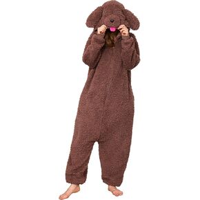 Unisex Animal Poodle Puppy Dog Costume Onesie Pajamas Halloween Costume Christmas Pajamas Gifts for Women & Men
