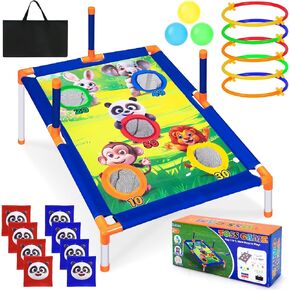 لعبة Subao Bean Bag Toss Game، مجموعة 3 في 1، ألعاب للأطفال في الهواء الطلق، ألعاب رياضية وفي الهواء الطلق للأطفال الصغار الأولاد والبنات 3 4 5 6 7 8 9، لعبة الرمي الدائري لعائلة حفلات الفناء، ألعاب هدايا للأطفال بعمر 3 سنوات فما فوق