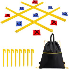 Tic Tac Toe Game - 4 Ft x 4 Ft Giant Bean Bag Toss Tic Tac Toe Outdoor Game for Backyard, Camping, Lawn, Fun Outdoor Games for The Family and Kids - Portable Yard Game Requires No Assembly
