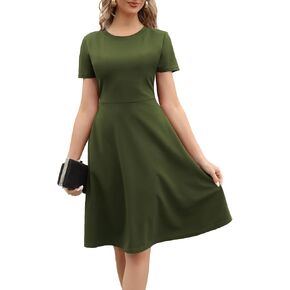 Women's 2024 Fit and Flare Dress Summer Casual Elegant Vintage Floral Printed Work Party A-line Dress with Pockets 162