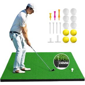 Golf Hitting Mat, 5x4ft Thickening Dual-Turf Golf Mat - Long & Short Grass Simulation, Premium Indoor Outdoor Golf Driving Artificial Turf Mats with Anti-Slip Base for Chipping Swing Practice