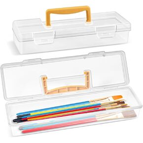 Vowcarol Paint Brush Case Portable, Long Paint Brush Storage Box, Paint Brushes Holder