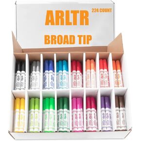 Washable Markers Bulk, Bulk Pack of 224 in 16 Vibrant Colors, Broad Line Conical Tip Markers for Classroom School for students adults drawing and crafts - Perfect for Kids' Classrooms & Teachers