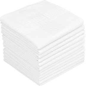 Selected Cotton Handkerchief 100% Soft Cotton White and blue Handkerchief 12 Pack