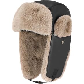 Rhino Valley Trapper Hat, Warm Winter Ushanka Trooper Hat Cozy Plush Fur Hat for Men Women