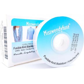 Misswendyfuse 1''×20 Yards Knit Stay Tape, Fusible Interfacing for Knit Hems, Single-Side Adhesive, Ultra Fine, Soft & Stretch (Black)