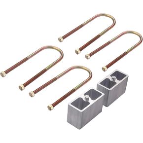 Universal Leaf Spring Lowering Block Kit- 2inch,2-1/2" Wide, 5" Long, Zinc-Plated U-Bolts,Heavy Duty Steel 2" Lowering Block Kit and U-bolts Kit