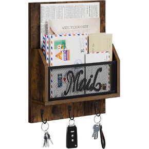 منظم بريد YINMIT مع حامل مفاتيح للجدار، فارز البريد مثبت على الحائط مع 3 خطافات، بريد وحامل مفاتيح لغرفة المدخل والمكتب المنزلي in Kuwait