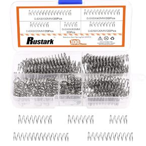 100Pcs 5 Sizes 1mm WD 8mm OD Compression Springs Assortment Kit Mini Stainless Steel Springs Mechanical Springs for Shop and DIY Repairs Project, 10 20 30 40 50mm L
