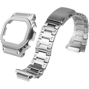 DW5600 Case Band Mod Kit, Stainless Steel Case Bezel Strap Bracelet Compatible with Casio G-Shock DW5600, GW-B5600, GB5600, GWX5600, DW5025/ DW5700/ DW5735/ DW5750