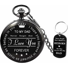 Udaney to My Dad Pocket Watch + Keychain Stone with Beautiful Box for Dad Gifts | Father's Day Gifts in Kuwait