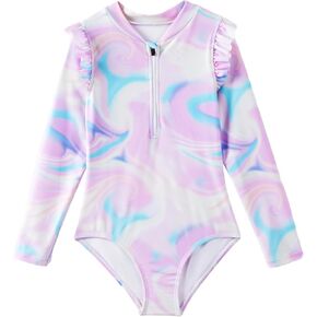 Angel season Girls Swimsuit Rash Guard Set Toddler Long Sleeve Bathing Suits Summer Beach Swimwear for Little Kid UPF50+