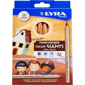 Lyra Color-Giants Skin Tone Colored Pencils - Set of 12 count colored pencils With A 6.25mm Core - Highly Pigmented Pencils for All Artists - Durable Color Pencils Set for Drawing Coloring and More