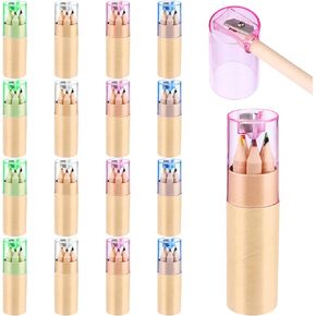 32 Pack Mini Drawing Colored Pencils with Sharpener Mini Drawing Pencils Set for Kids 3.3inch Short Fat Color Pencils in Tube Coloring Pencil Bulk for Adult Coloring Books, Classroom School Drawing