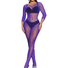 Women Sexy Outfits Rave, Long Sleeve Fishnet Bodysuit Glow Party Club Festival, Exotic Dancer Body Stockings Lingerie