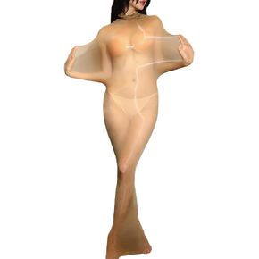 Body Stockings for Women Nylon Sexy Sheer Bodystocking Dress Oily Pullover Full Body Bodysuit