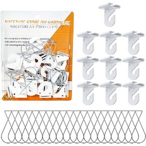 NACETURE 75 PCS Drop Ceiling Hook for Hanging – 25 Pack White Heavy Duty Ceiling Hooks & 50 Pack Drop Ceiling Clips Suspended Ceiling Decorations Tile Hanger for Classroom Office Home Wedding