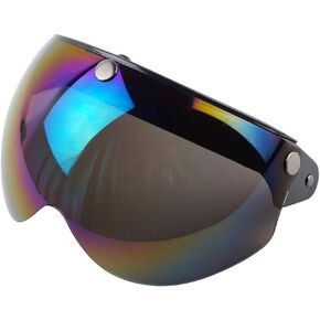 Universal 3-snap Retro Helmet Visor Windproof Sun Half Face Motorcycle Helmets Visor, Flip Up Visor Lens