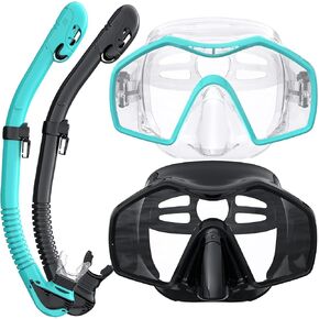Snorkeling Gear for Adults, Dry Top Snorkel Mask Adult 2 Packs, Snorkel Set with 180°Panoramic Wide View, Anti-Fog Scuba Diving Mask for Snorkeling Swimming Travel